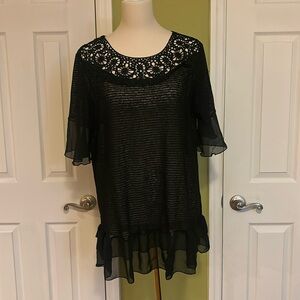 Simply Irresistible Sheer Black Top Ruffles XL